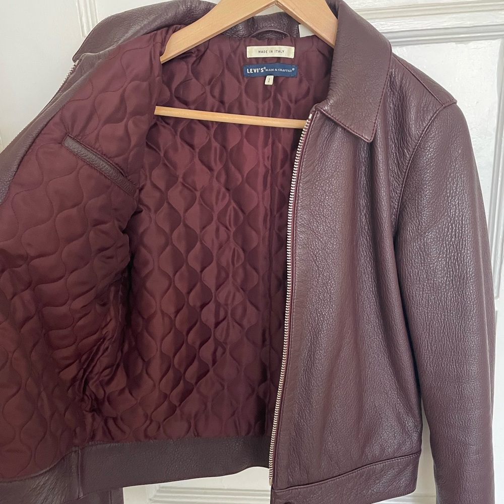 Authentic Levi’s Maroon Leather Jacket - image 3